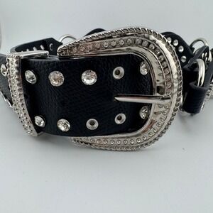 Torrid Belt Size‎ 2 Black Excellent Rhinestone Studded Western 53" Long 43430678